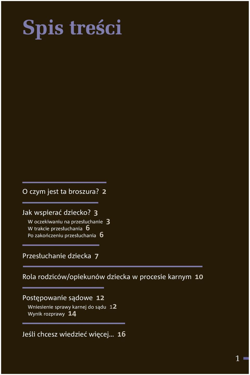 przesłuchania 6 Przesłuchanie dziecka 7 Rola rodziców/opiekunów dziecka w