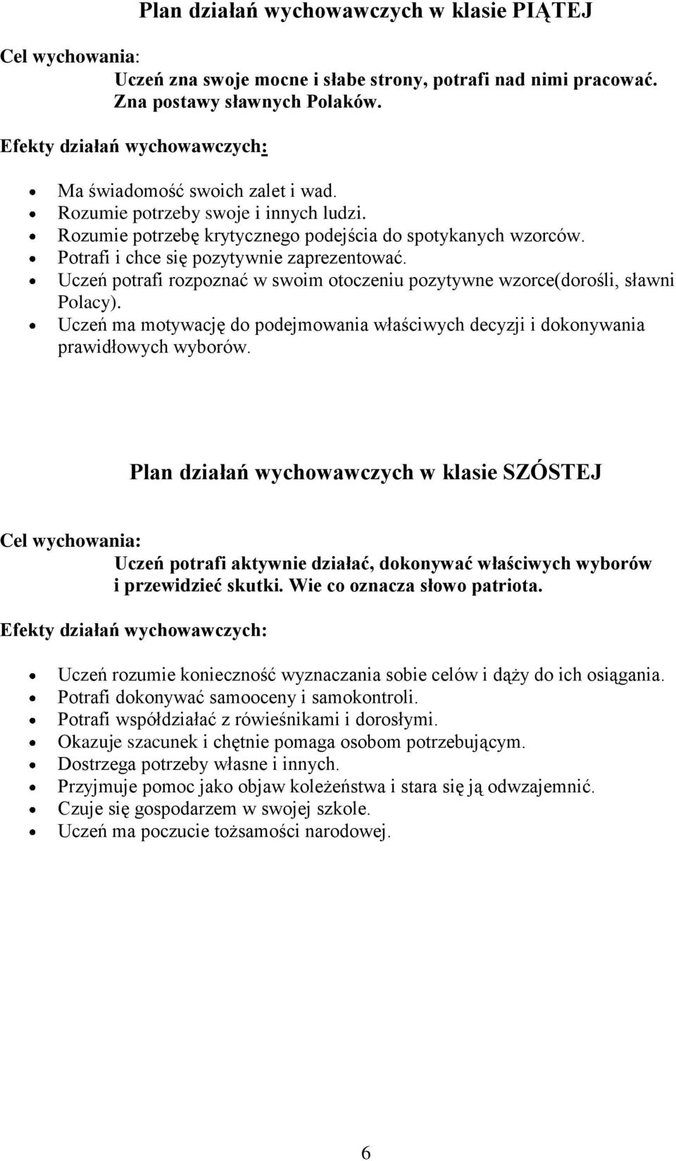 Potrafi i chce się pozytywnie zaprezentować. Uczeń potrafi rozpoznać w swoim otoczeniu pozytywne wzorce(dorośli, sławni Polacy).