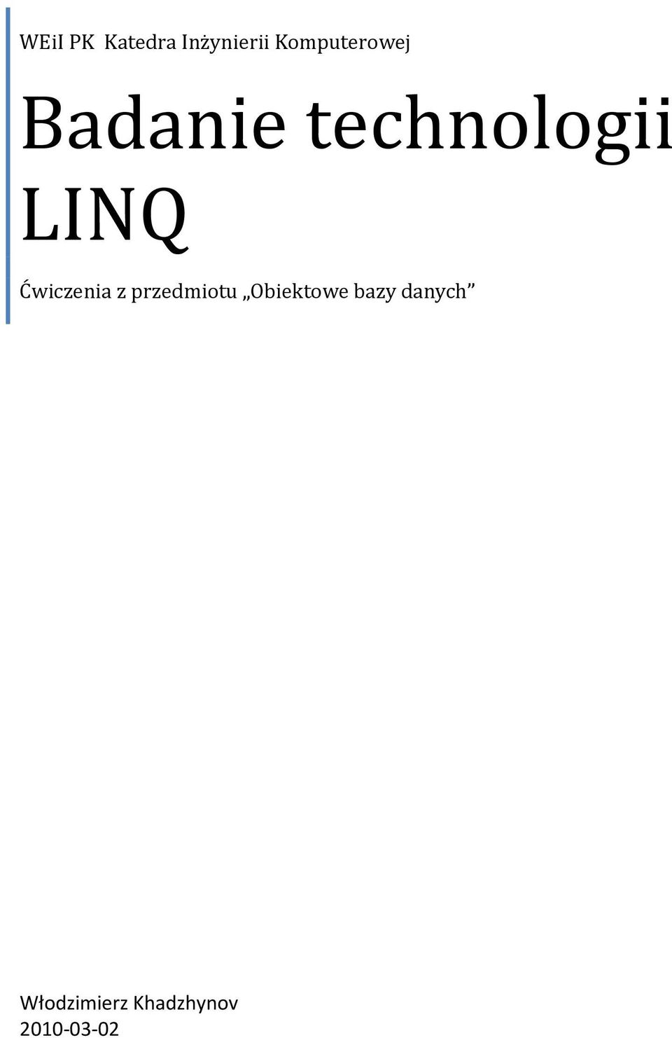 LINQ Ćwiczenia z przedmiotu