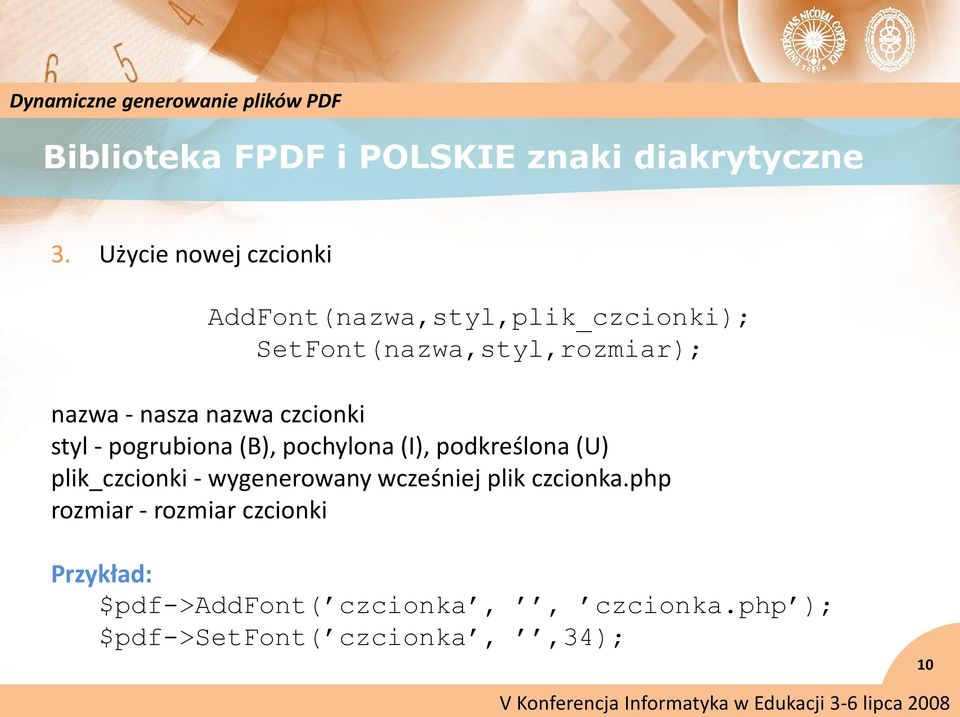 nasza nazwa czcionki styl - pogrubiona (B), pochylona (I), podkreślona (U) plik_czcionki -
