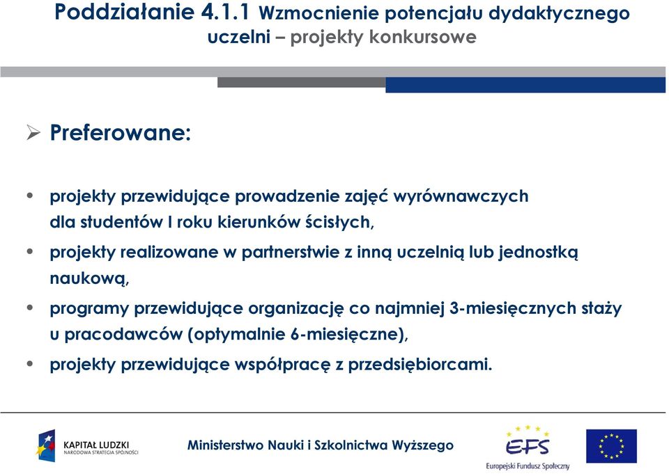 prowadzenie zajęć wyrównawczych dla studentów I roku kierunków ścisłych, projekty realizowane w