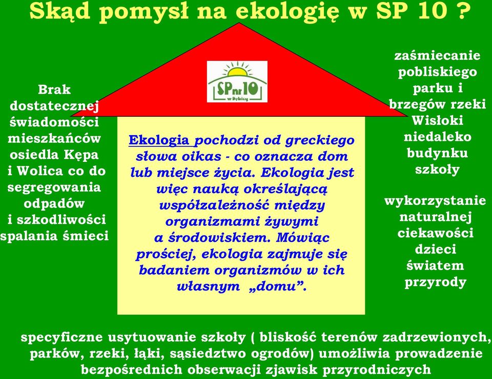 dom lub miejsce życia. Ekologia jest więc nauką określającą współzależność między organizmami żywymi a środowiskiem.