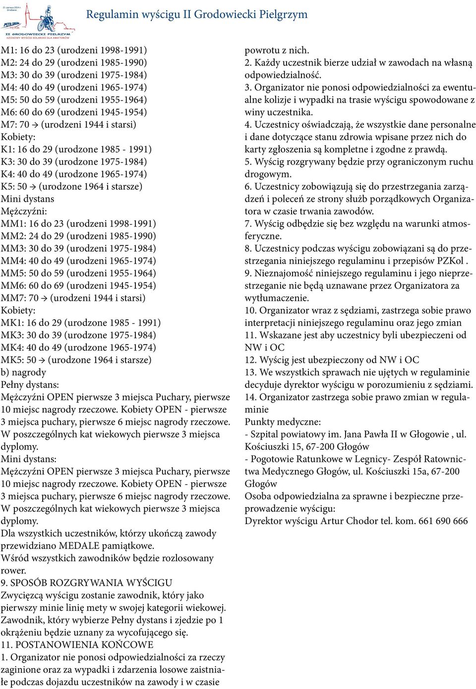 (urodzone 1964 i starsze) Mini dystans Mężczyźni: MM1: 16 do 23 (urodzeni 1998-1991) MM2: 24 do 29 (urodzeni 1985-1990) MM3: 30 do 39 (urodzeni 1975-1984) MM4: 40 do 49 (urodzeni 1965-1974) MM5: 50