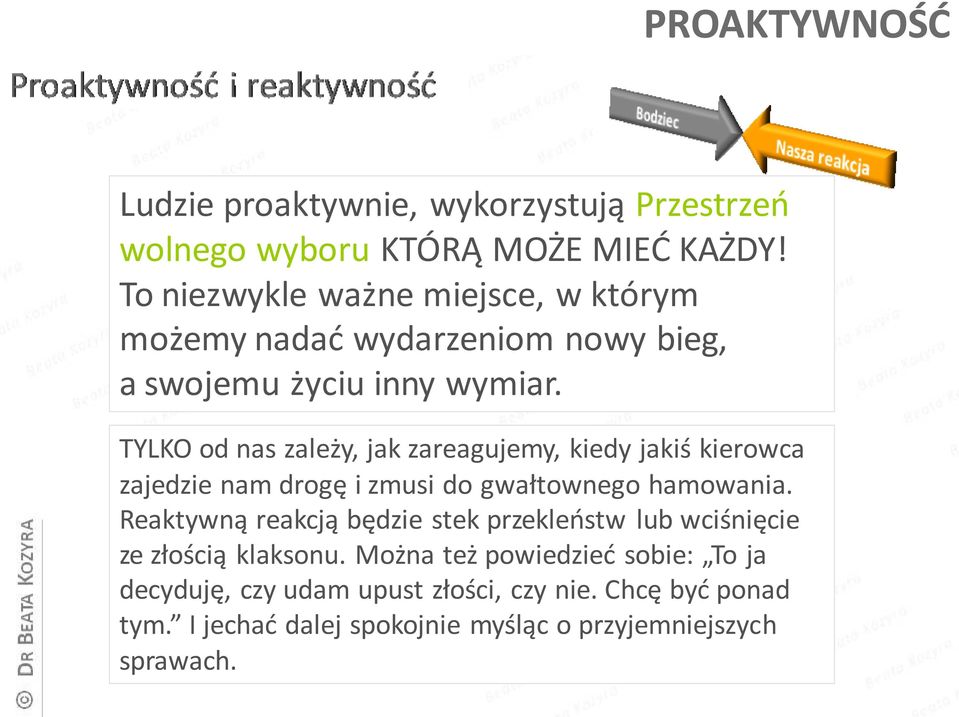 TYLKO od nas zależy, jak zareagujemy, kiedy jakiś kierowca zajedzie nam drogę i zmusi do gwałtownego hamowania.