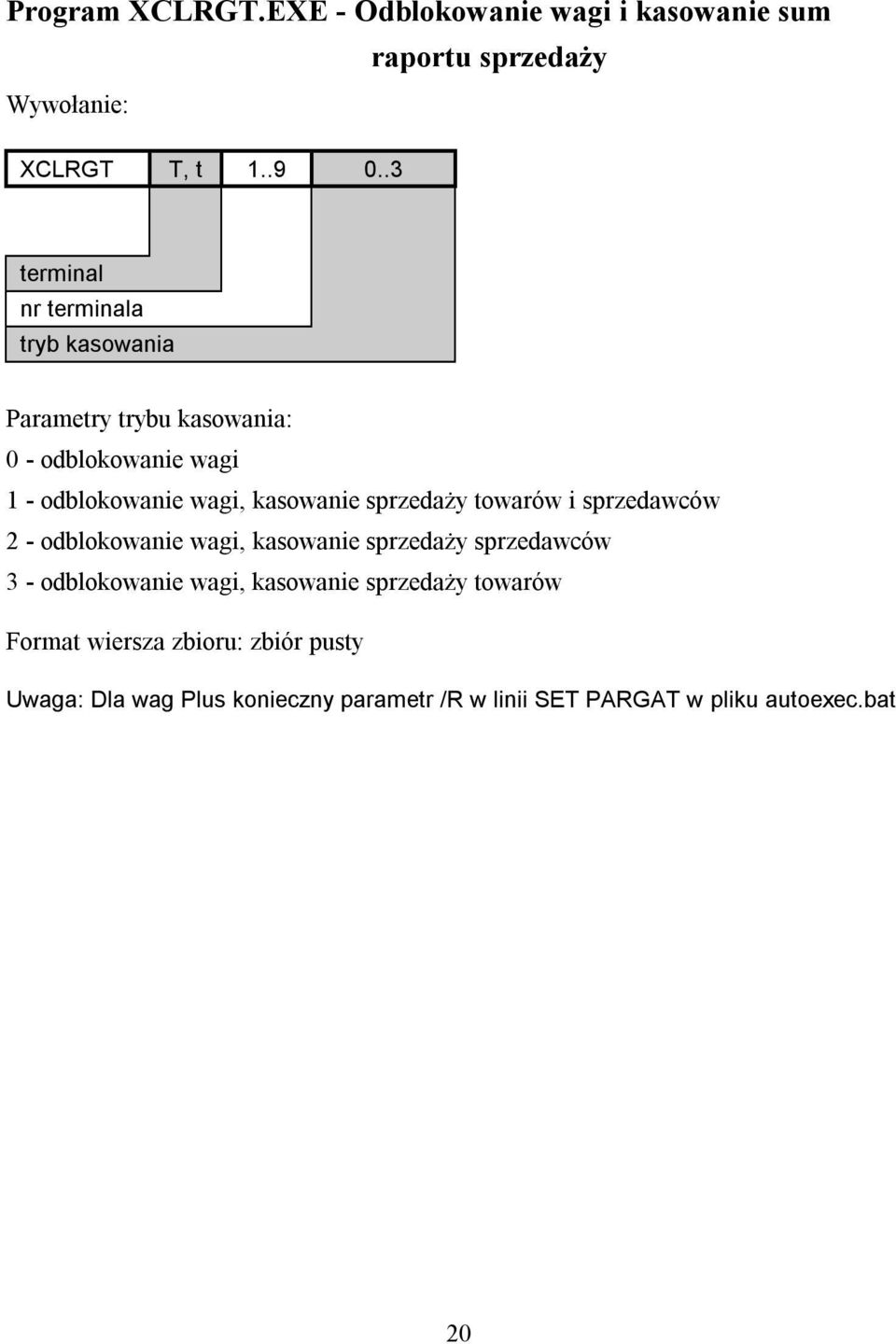 kasowanie sprzedaży towarów i sprzedawców 2 - odblokowanie wagi, kasowanie sprzedaży sprzedawców 3 - odblokowanie