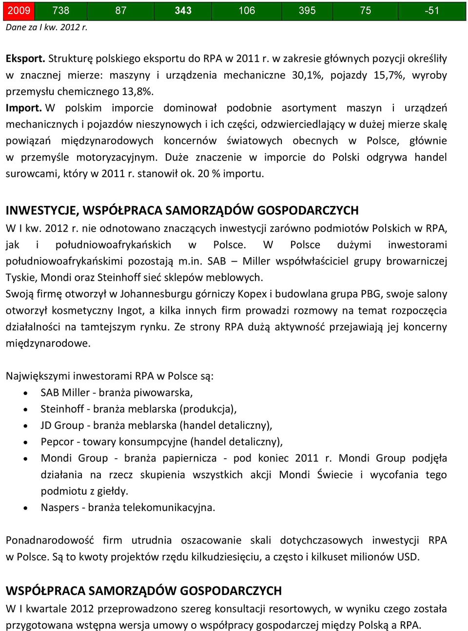 W polskim imporcie dominował podobnie asortyment maszyn i urządzeń mechanicznych i pojazdów nieszynowych i ich części, odzwierciedlający w dużej mierze skalę powiązań międzynarodowych koncernów