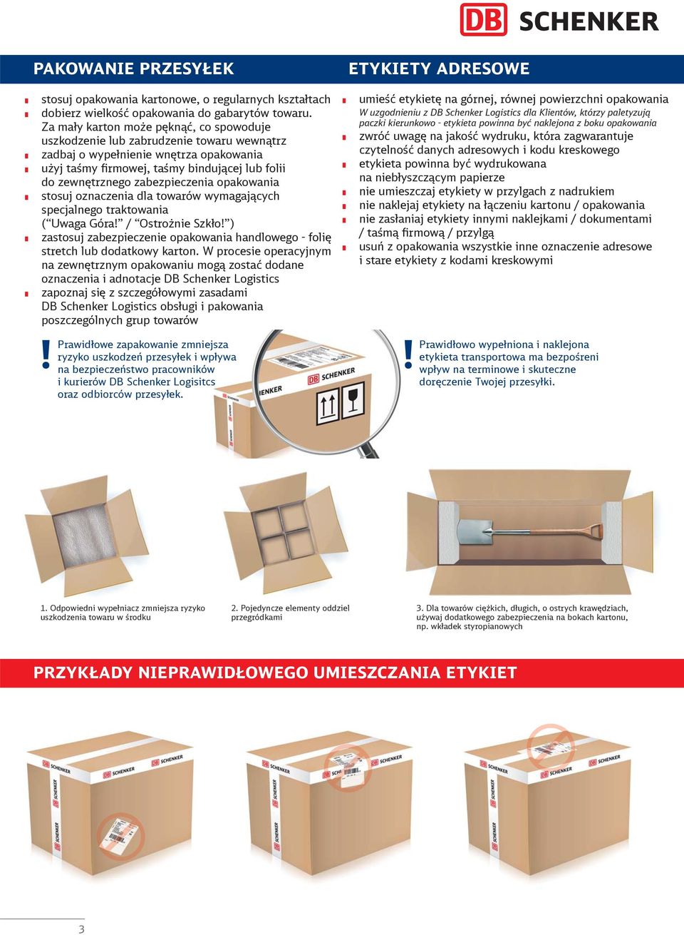 zabezpieczenia opakowania stosuj oznaczenia dla towarów wymagających specjalnego traktowania ( Uwaga Góra! / Ostrożnie Szkło!