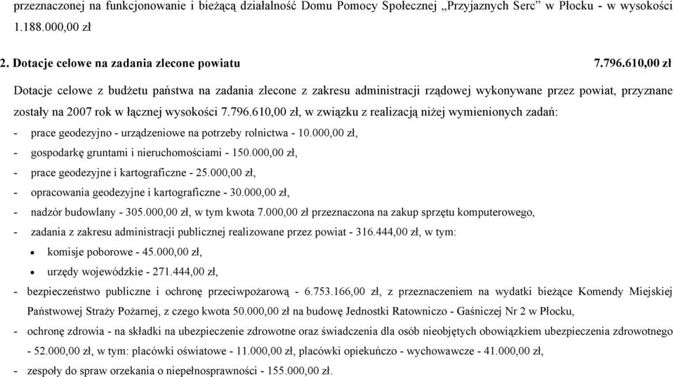 610,00 zł, w związku z realizacją niżej wymienionych zadań: - prace geodezyjno - urządzeniowe na potrzeby rolnictwa - 10.000,00 zł, - gospodarkę gruntami i nieruchomościami - 150.