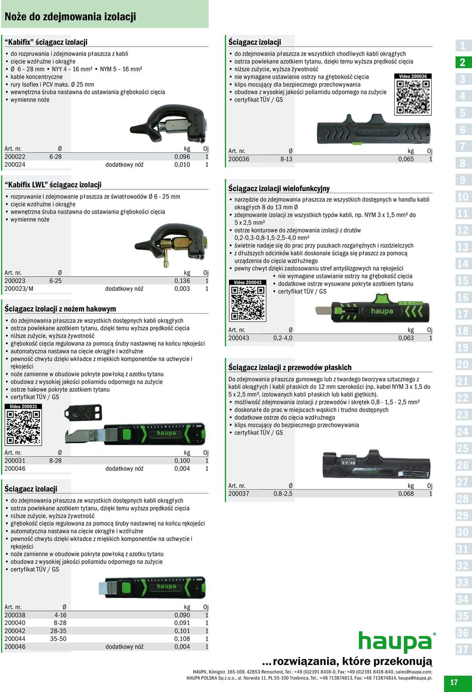 Ø 25 mm wewnętrzna śruba nastawna do ustawiania głębokości cięcia wymienne noże 200022 6-28 0,096 1 200024 dodatkowy nóź 0,010 1 Kabifix LWL ściągacz izolacji rozpruwanie i zdejmowanie płaszcza ze