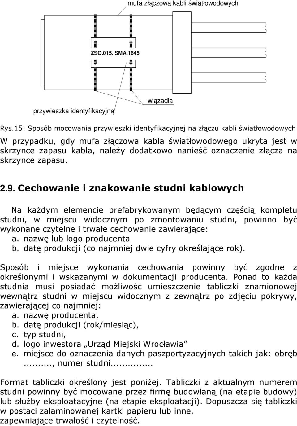 oznaczenie złącza na skrzynce zapasu. 2.9.