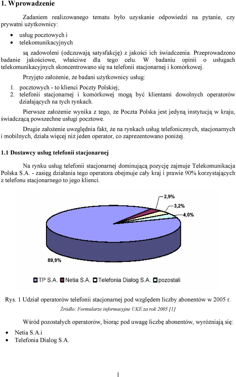 Przyjęto założenie, że badani użytkownicy usług: 1. pocztowych - to klienci Poczty Polskiej; 2.