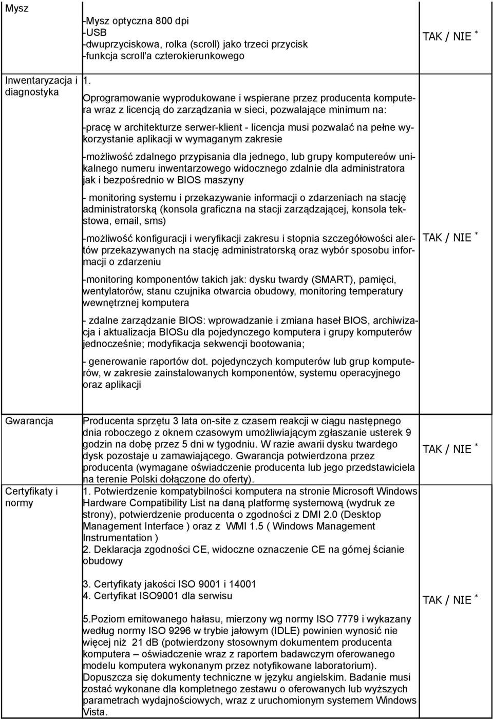 pełne wykorzystanie aplikacji w wymaganym zakresie -możliwość zdalnego przypisania dla jednego, lub grupy komputereów unikalnego numeru inwentarzowego widocznego zdalnie dla administratora jak i