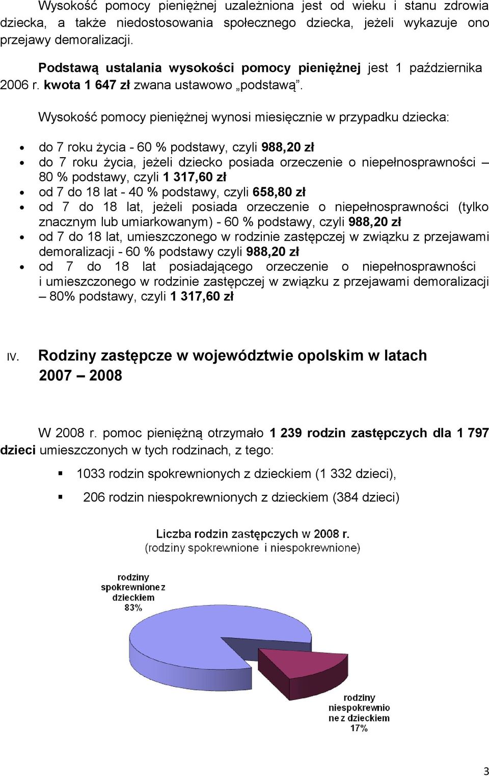 Wysokość pomocy pieniężnej wynosi miesięcznie w przypadku dziecka: do 7 roku życia - 60 % podstawy, czyli 988,20 zł do 7 roku życia, jeżeli dziecko posiada orzeczenie o niepełnosprawności 80 %