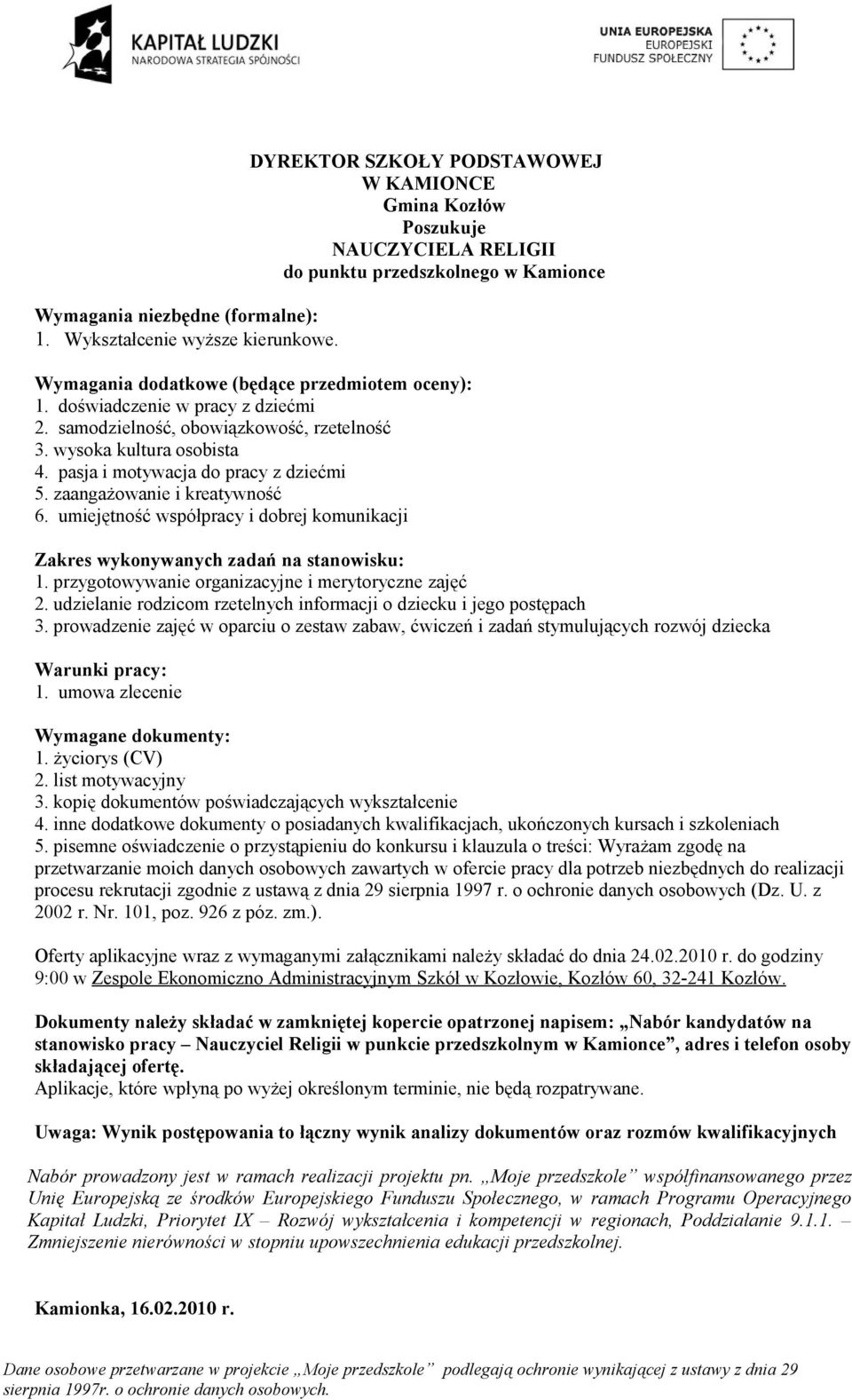 prowadzenie zajęć w oparciu o zestaw zabaw, ćwiczeń i zadań