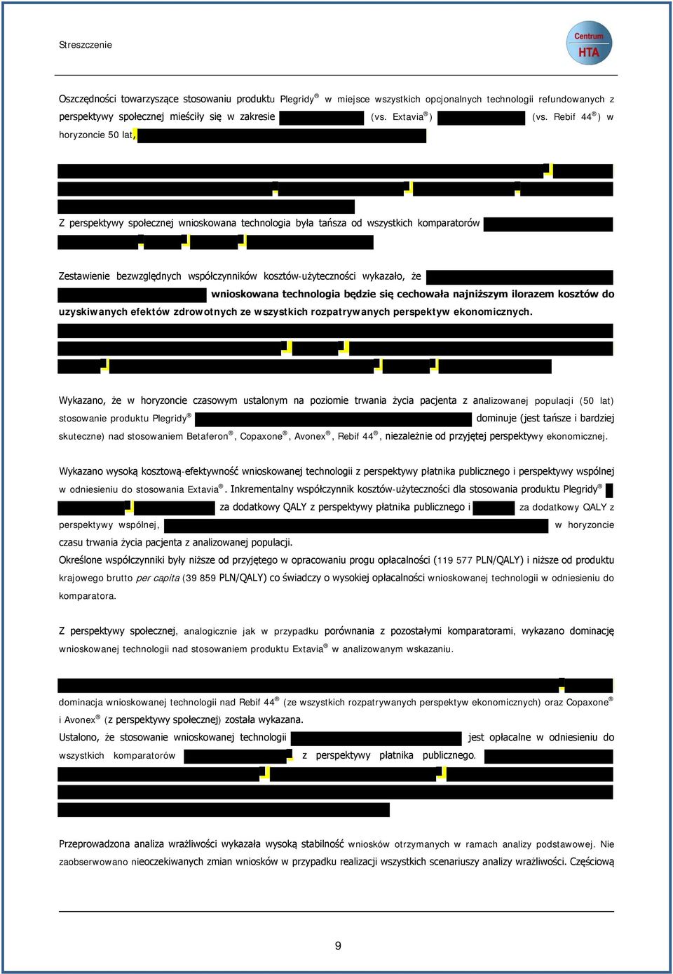 wnioskowana technologia będzie się cechowała najniższym ilorazem kosztów do uzyskiwanych efektów zdrowotnych ze wszystkich rozpatrywanych perspektyw ekonomicznych.