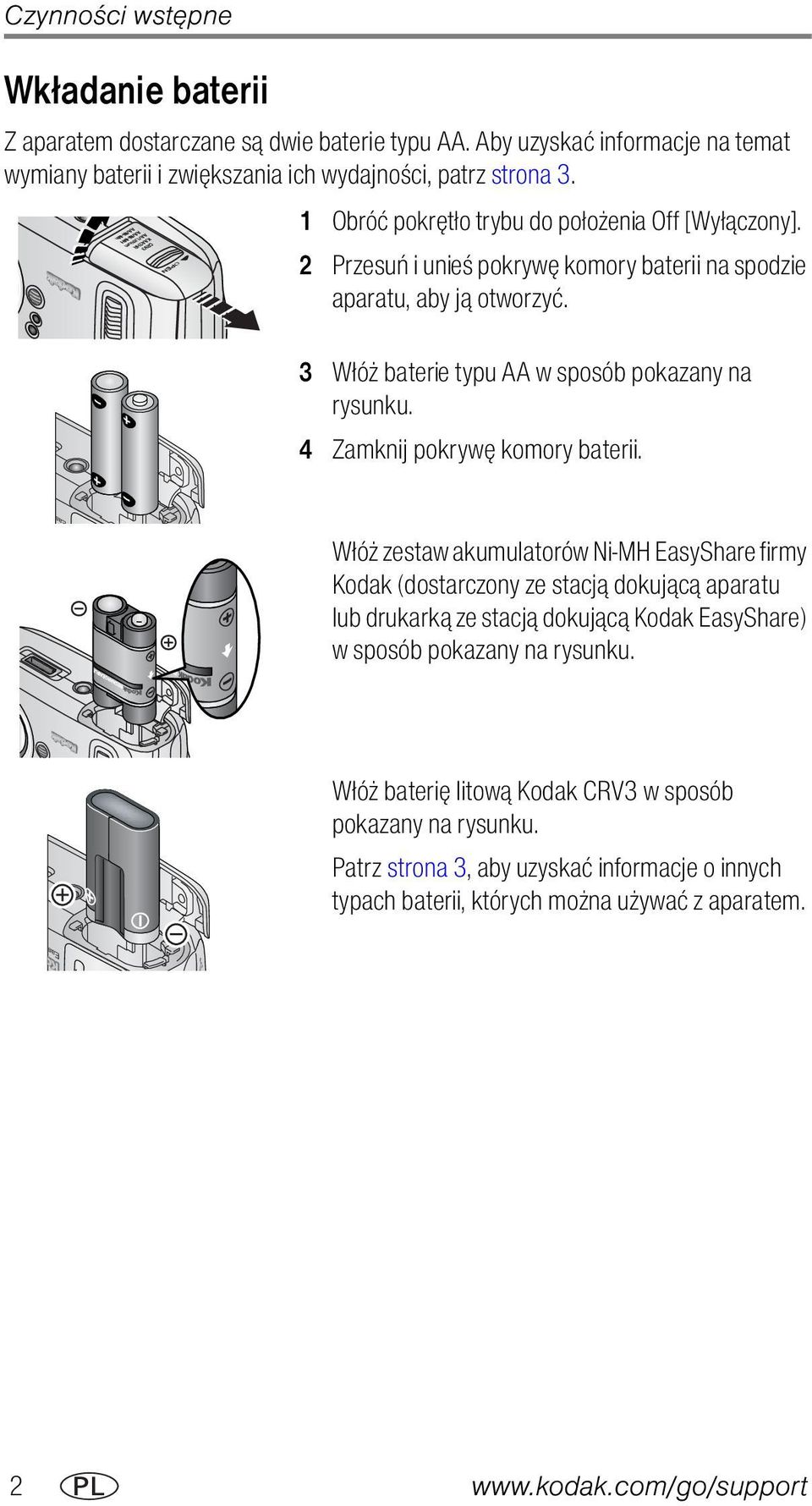 4 Zamknij pokrywę komory baterii.