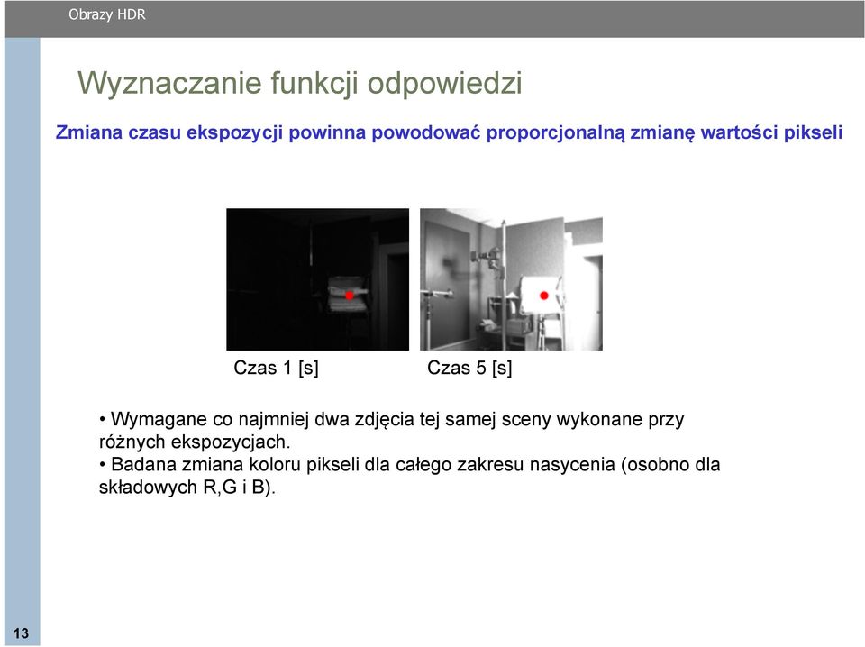 najmniej dwa zdjęcia tej samej sceny wykonane przy różnych ekspozycjach.