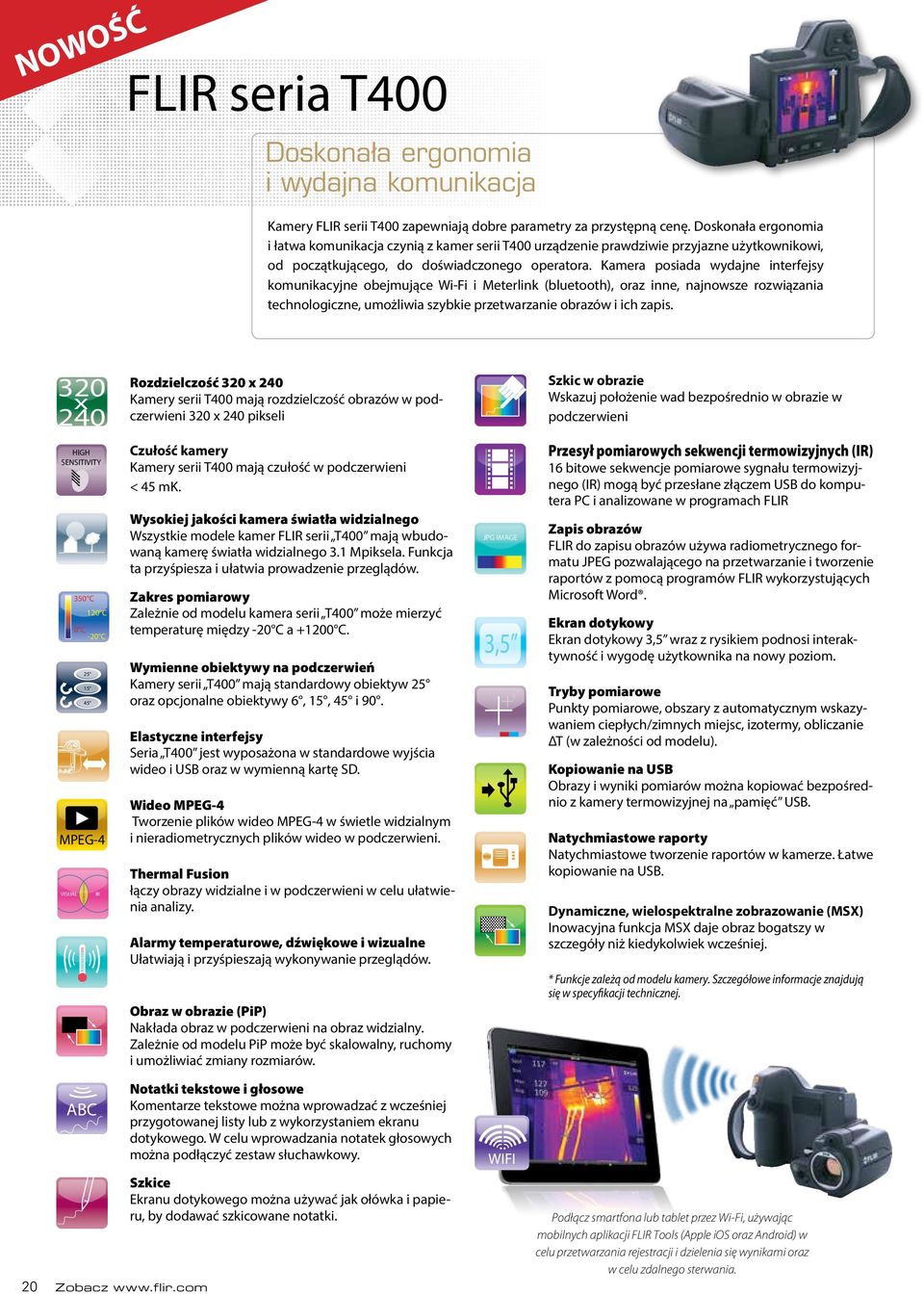 Kamera posiada wydajne interfejsy komunikacyjne obejmujące Wi-Fi i Meterlink (bluetooth), oraz inne, najnowsze rozwiązania technologiczne, umożliwia szybkie przetwarzanie obrazów i ich zapis.