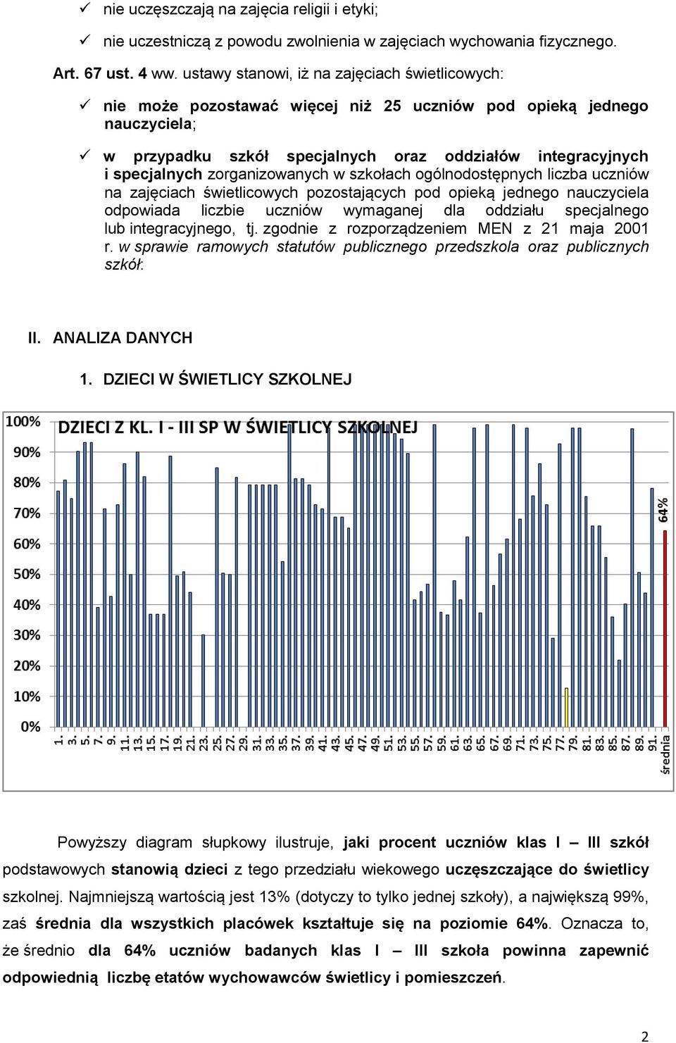 zorganizowanych w szkołach ogólnodostępnych liczba uczniów na zajęciach świetlicowych pozostających pod opieką jednego nauczyciela odpowiada liczbie uczniów wymaganej dla oddziału specjalnego lub