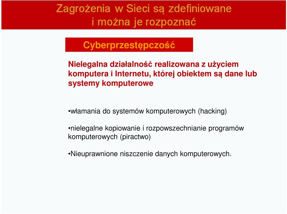 systemów komputerowych (hacking) nielegalne kopiowanie i rozpowszechnianie