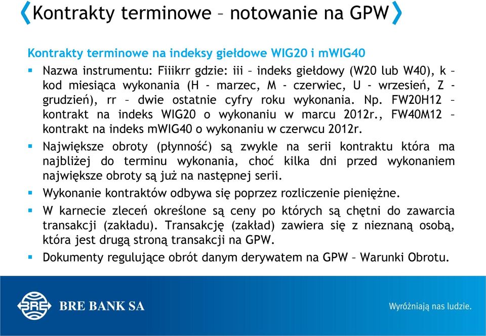 , FW40M12 kontrakt na indeks mwig40 o wykonaniu w czerwcu 2012r.