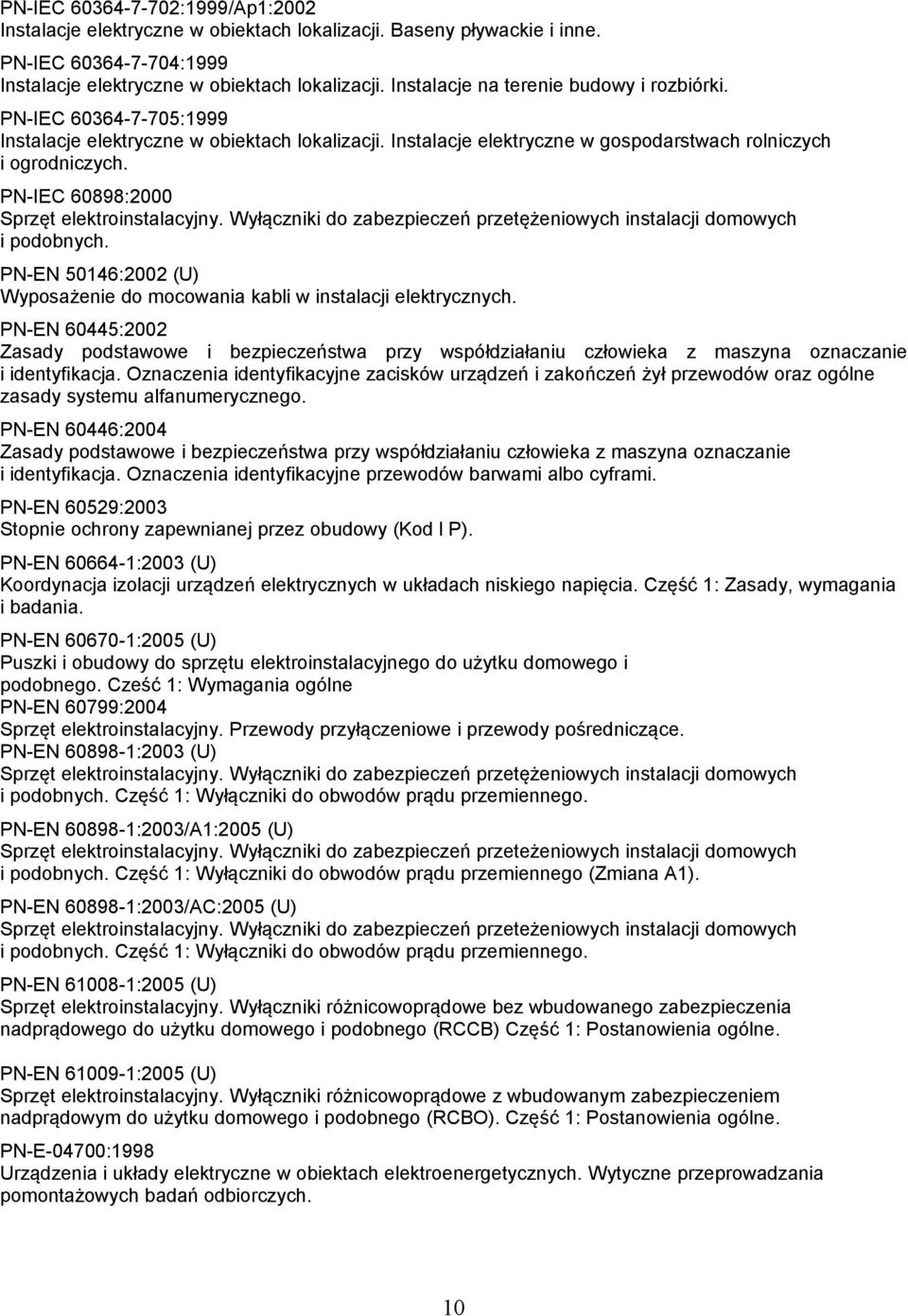 PN-IEC 60898:2000 Sprzęt elektroinstalacyjny. Wyłączniki do zabezpieczeń przetężeniowych instalacji domowych i podobnych.