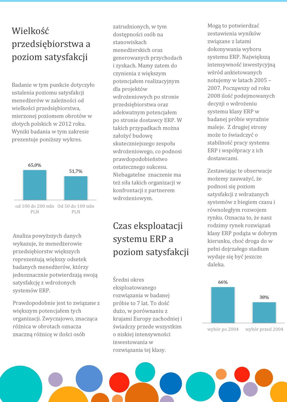 65,0% od 100 do 200 mln PLN 51,7% Od 50 do 100 mln PLN Analiza powyższych danych wykazuje, że menedżerowie przedsiębiorstw większych reprezentują większy odsetek badanych menedżerów, którzy