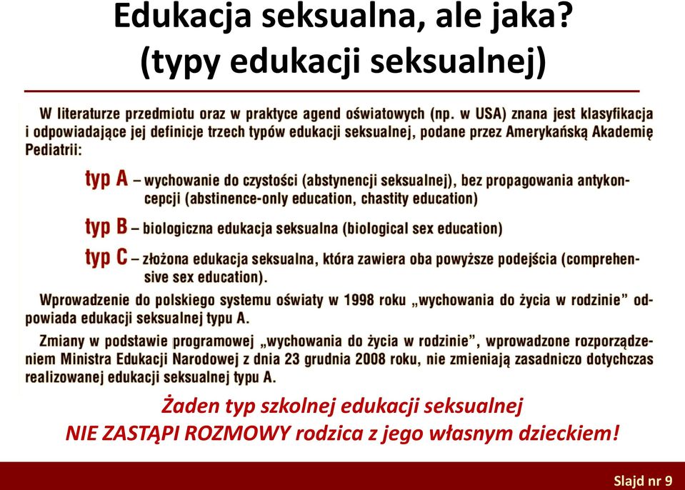 szkolnej edukacji seksualnej NIE