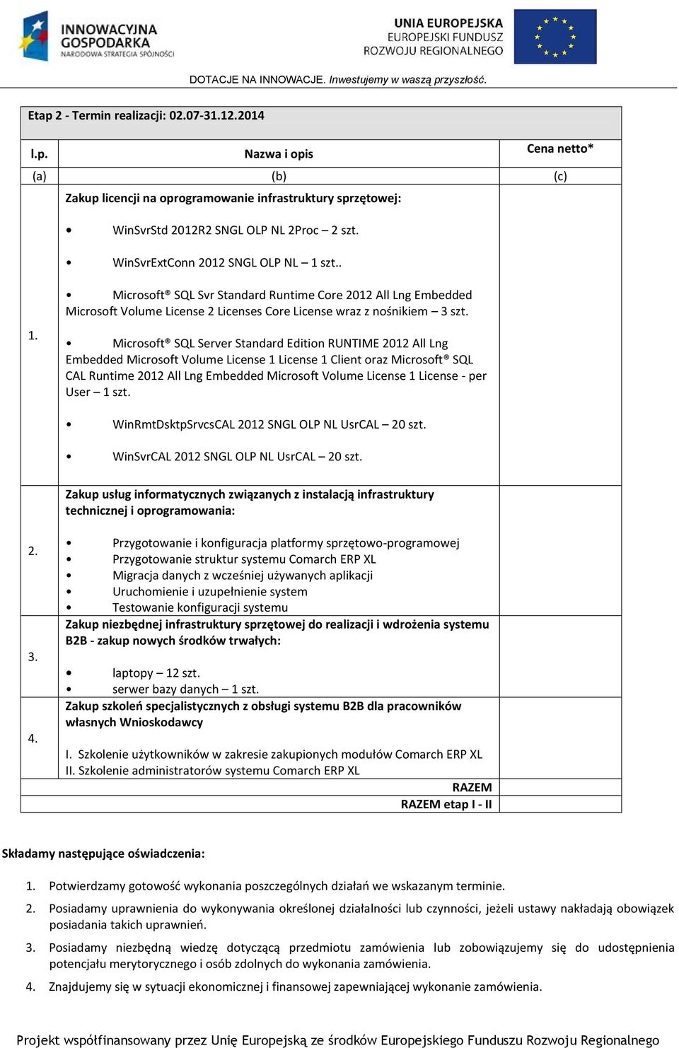 Microsoft SQL Server Standard Edition RUNTIME 2012 All Lng Embedded Microsoft Volume License 1 License 1 Client oraz Microsoft SQL CAL Runtime 2012 All Lng Embedded Microsoft Volume License 1 License