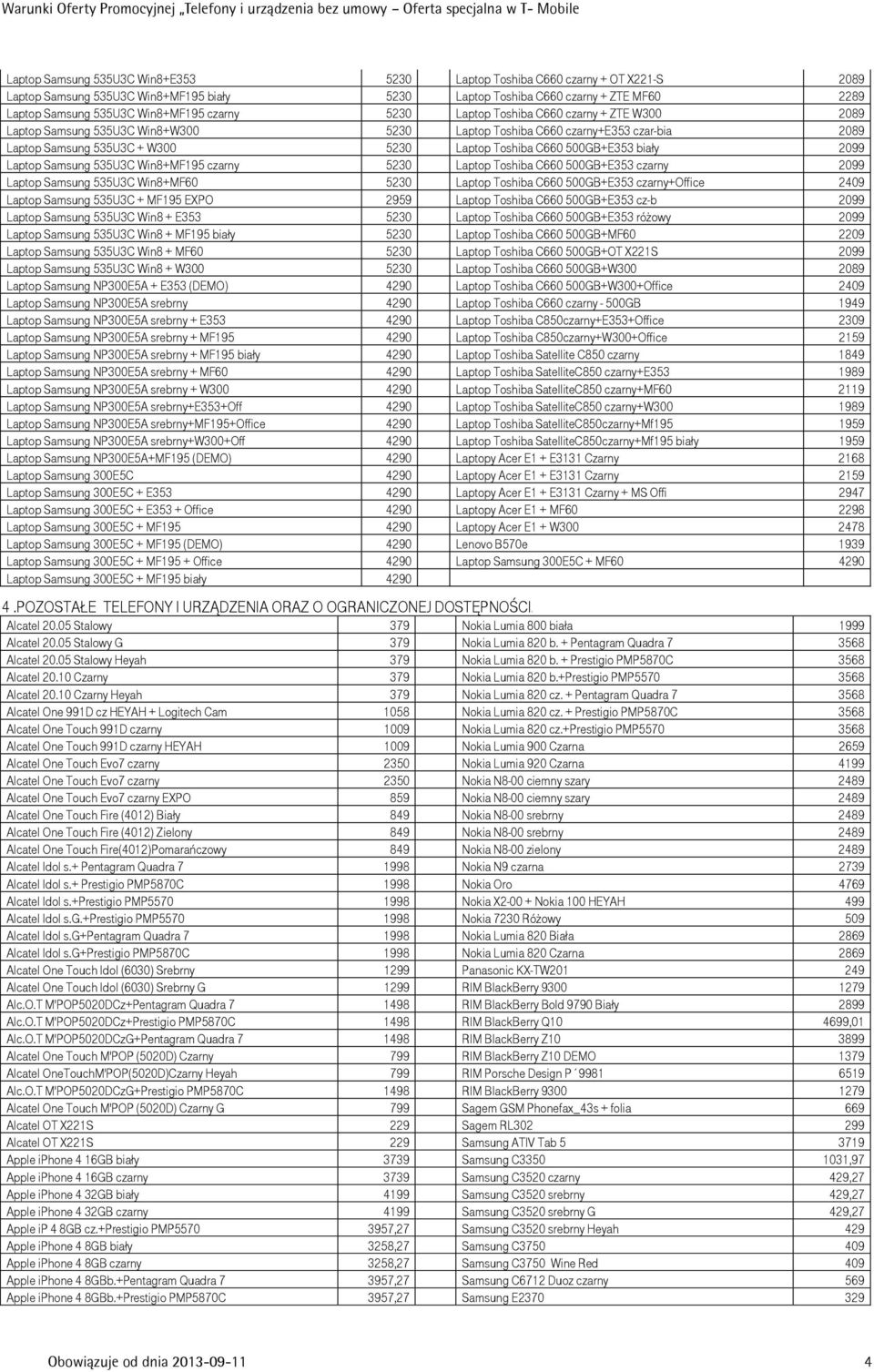 C660 500GB+E353 biały 2099 Laptop Samsung 535U3C Win8+MF195 czarny 5230 Laptop Toshiba C660 500GB+E353 czarny 2099 Laptop Samsung 535U3C Win8+MF60 5230 Laptop Toshiba C660 500GB+E353 czarny+office