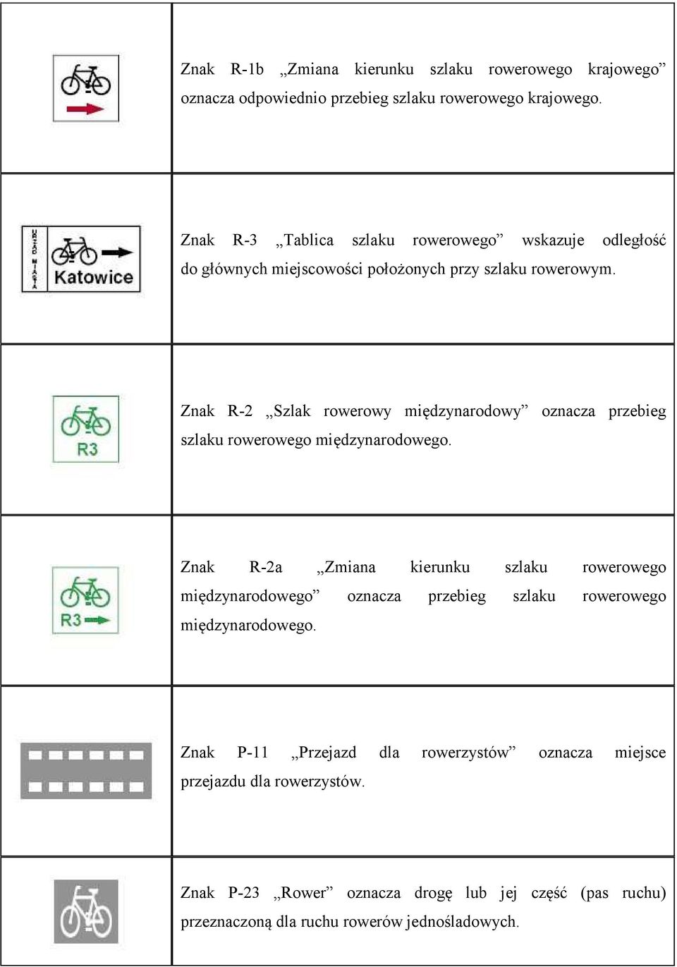 Znak R-2 Szlak rowerowy międzynarodowy oznacza przebieg szlaku rowerowego międzynarodowego.