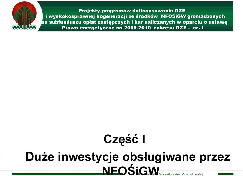 I Projekty programów dofinansowania