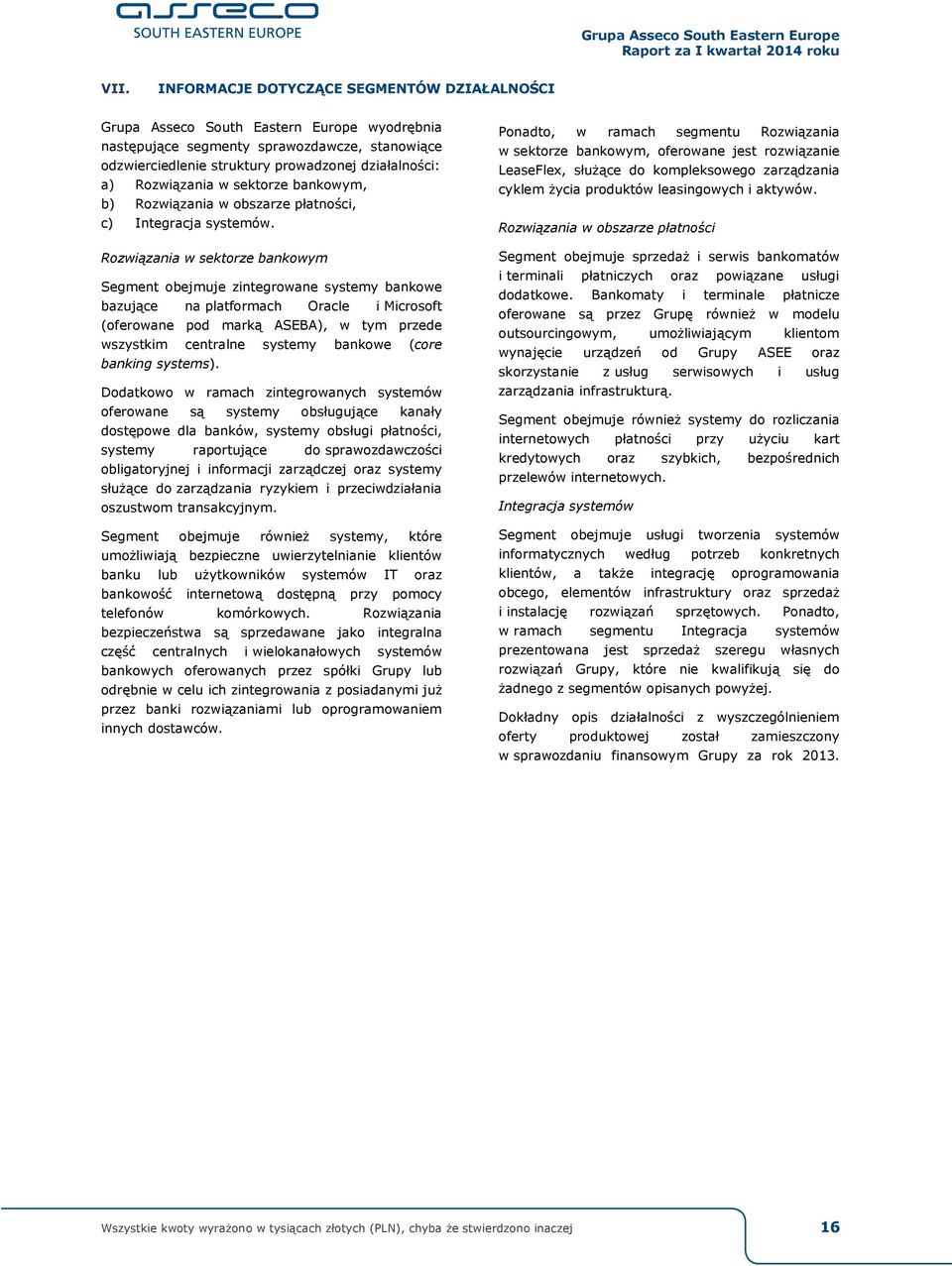 Rozwiązania w sektorze bankowym, b) Rozwiązania w obszarze płatności, c) Integracja systemów.