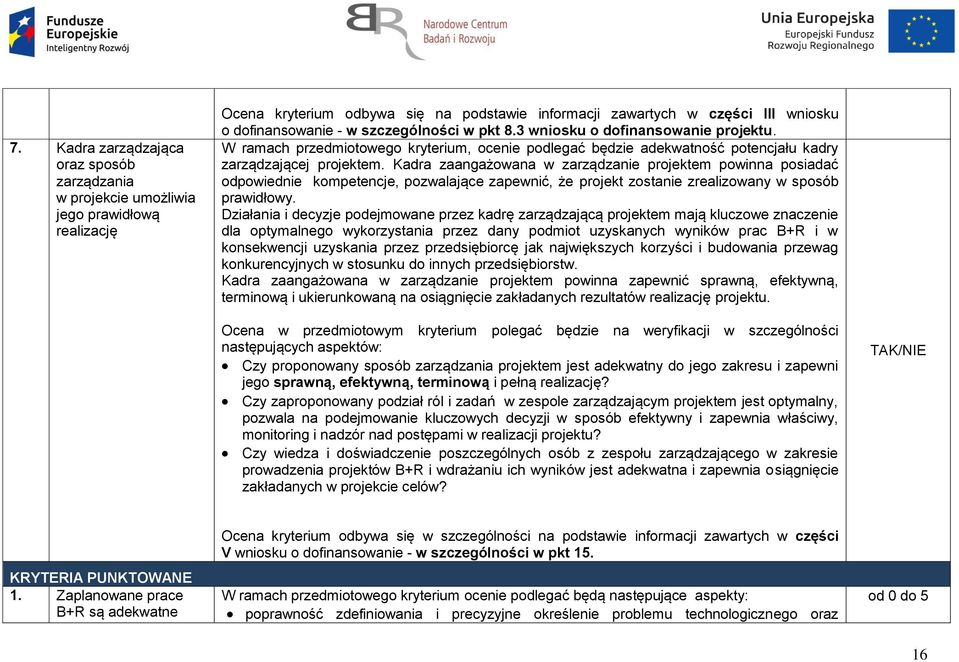 Kadra zaangażowana w zarządzanie projektem powinna posiadać odpowiednie kompetencje, pozwalające zapewnić, że projekt zostanie zrealizowany w sposób prawidłowy.