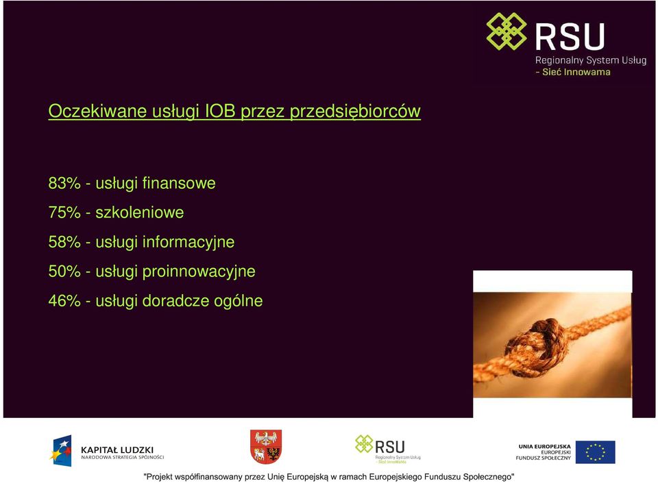 75% - szkoleniowe 58% - usługi