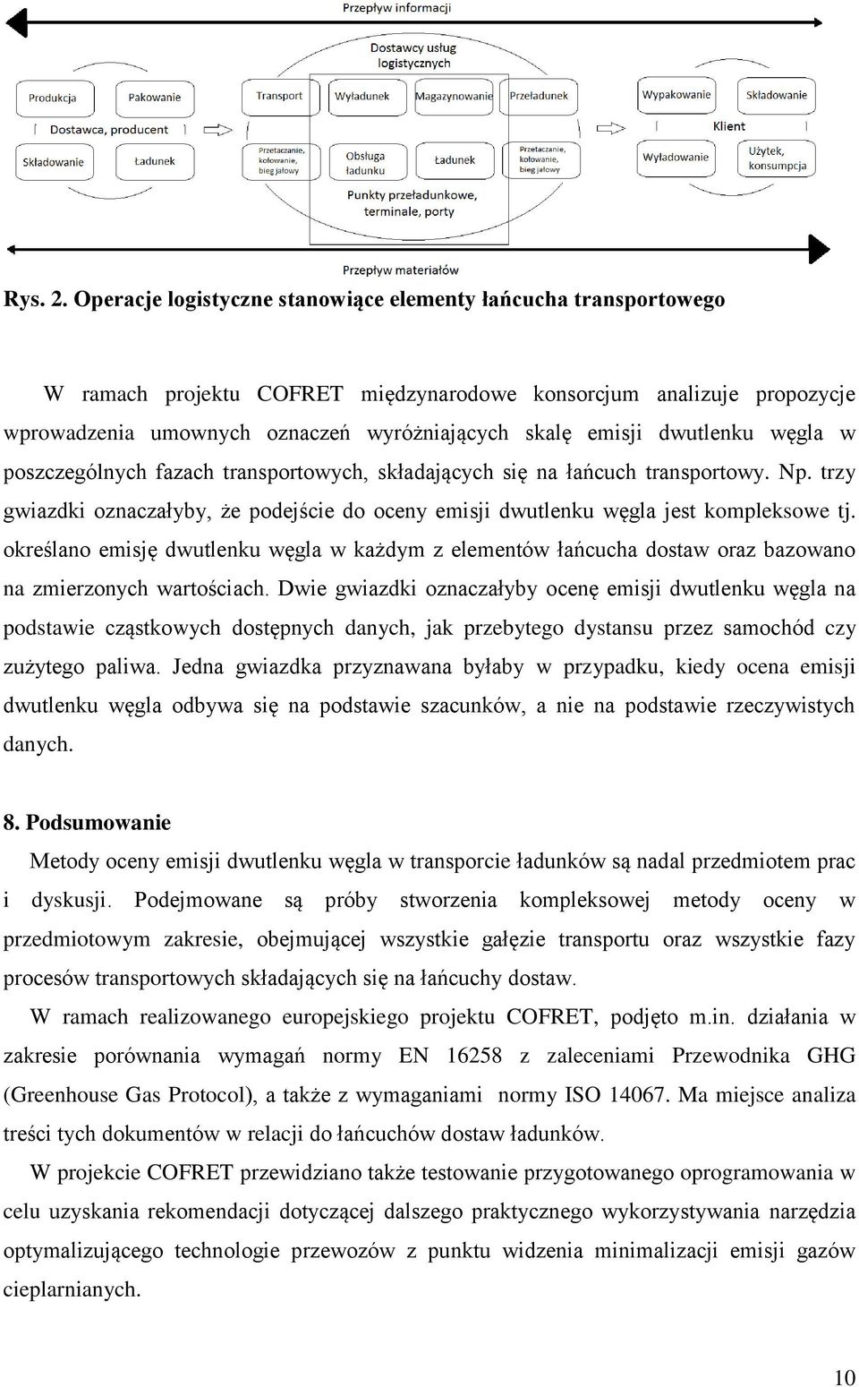dwutlenku węgla w poszczególnych fazach transportowych, składających się na łańcuch transportowy. Np. trzy gwiazdki oznaczałyby, że podejście do oceny emisji dwutlenku węgla jest kompleksowe tj.