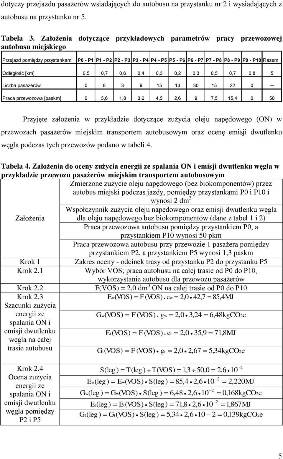 Razem Odległość [km] 0,5 0,7 0,6 0,4 0,3 0,2 0,3 0,5 0,7 0,8 5 Liczba pasażerów 0 8 3 9 15 13 30 15 22 0 Praca przewozowa [paskm] 0 5,6 1,8 3,6 4,5 2,6 9 7,5 15,4 0 50 Przyjęte założenia w