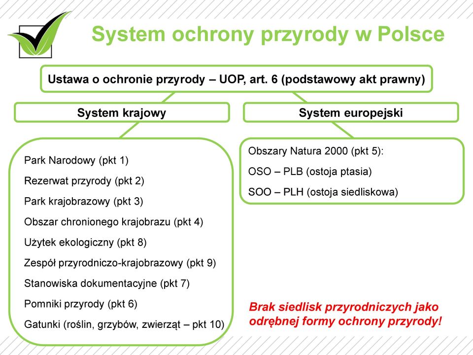 Obszary Natura 2000 (pkt 5): OSO PLB (ostoja ptasia) SOO PLH (ostoja siedliskowa) Obszar chronionego krajobrazu (pkt 4) Użytek ekologiczny