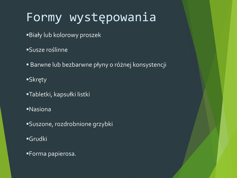 konsystencji Skręty Tabletki, kapsułki listki