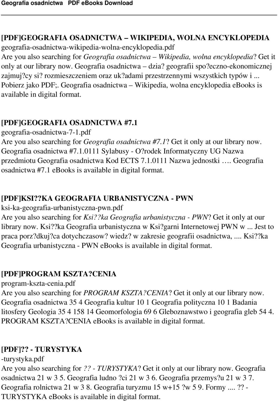 Geografia osadnictwa Wikipedia, wolna encyklopedia ebooks is [PDF]GEOGRAFIA OSADNICTWA #7.1 geografia-osadnictwa-7-1.pdf Are you also searching for Geografia osadnictwa #7.1? Get it only at our library now.