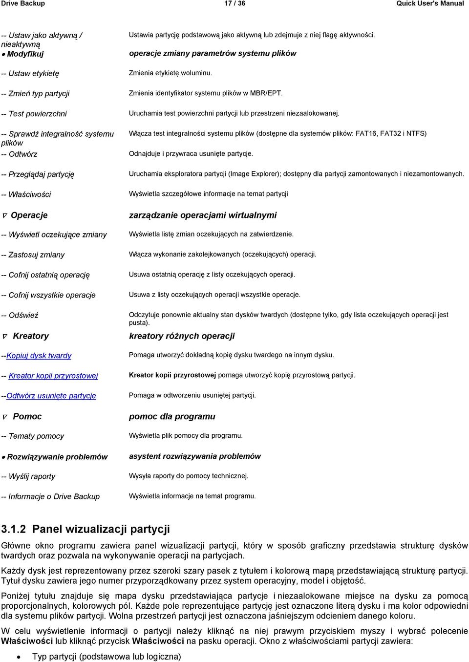 -- Test powierzchni Uruchamia test powierzchni partycji lub przestrzeni niezaalokowanej.