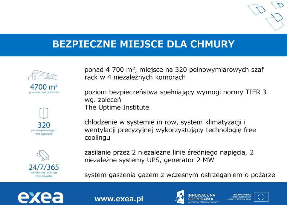 zaleceń The Uptime Institute chłodzenie w systemie in row, system klimatyzacji i wentylacji precyzyjnej