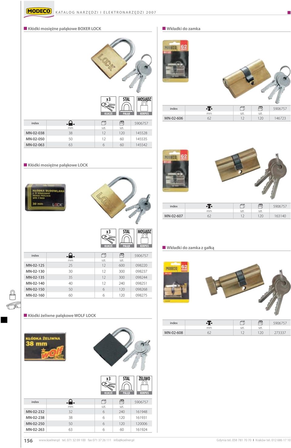 2 240 09825 MN-02-50 50 6 20 098268 MN-02-60 60 6 20 098275 Kłódki żeliwne pałąkowe WOLF LOCK mm MN-02-608 62 2 20 273337 x 3 STAL ŻELIWO mm MN-02-232 32 6 240 6948