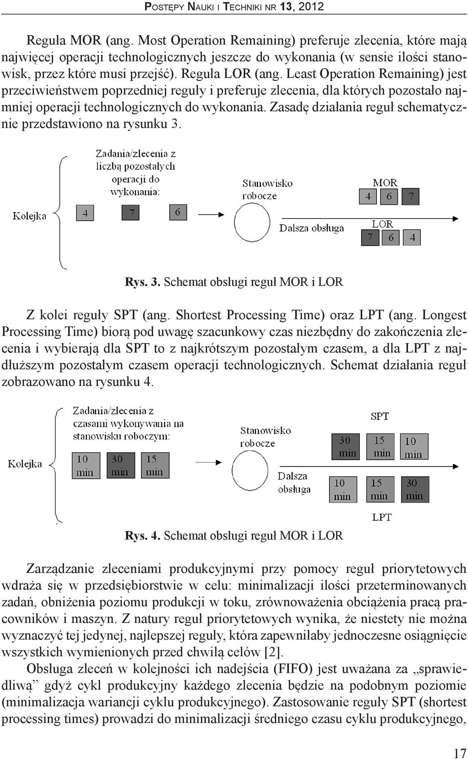 Zasadę działania reguł schematycznie przedstawiono na rysunku 3. Rys. 3. Schemat obsługi reguł MOR i LOR Z kolei reguły SPT (ang. Shortest Processing Time) oraz LPT (ang.