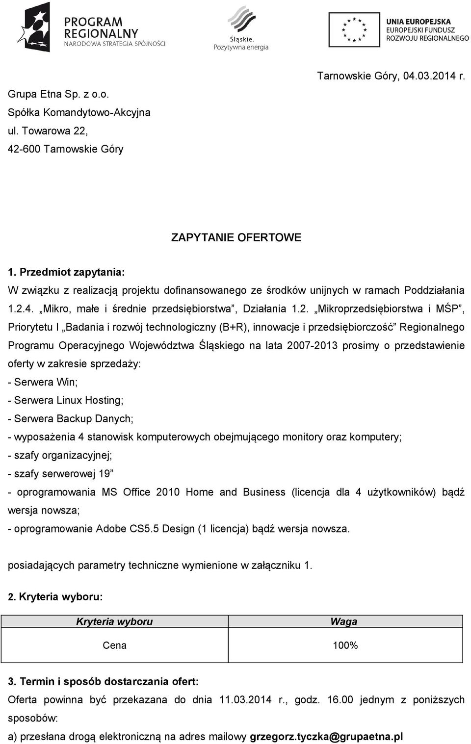 4. Mikro, małe i średnie przedsiębiorstwa, Działania 1.2.