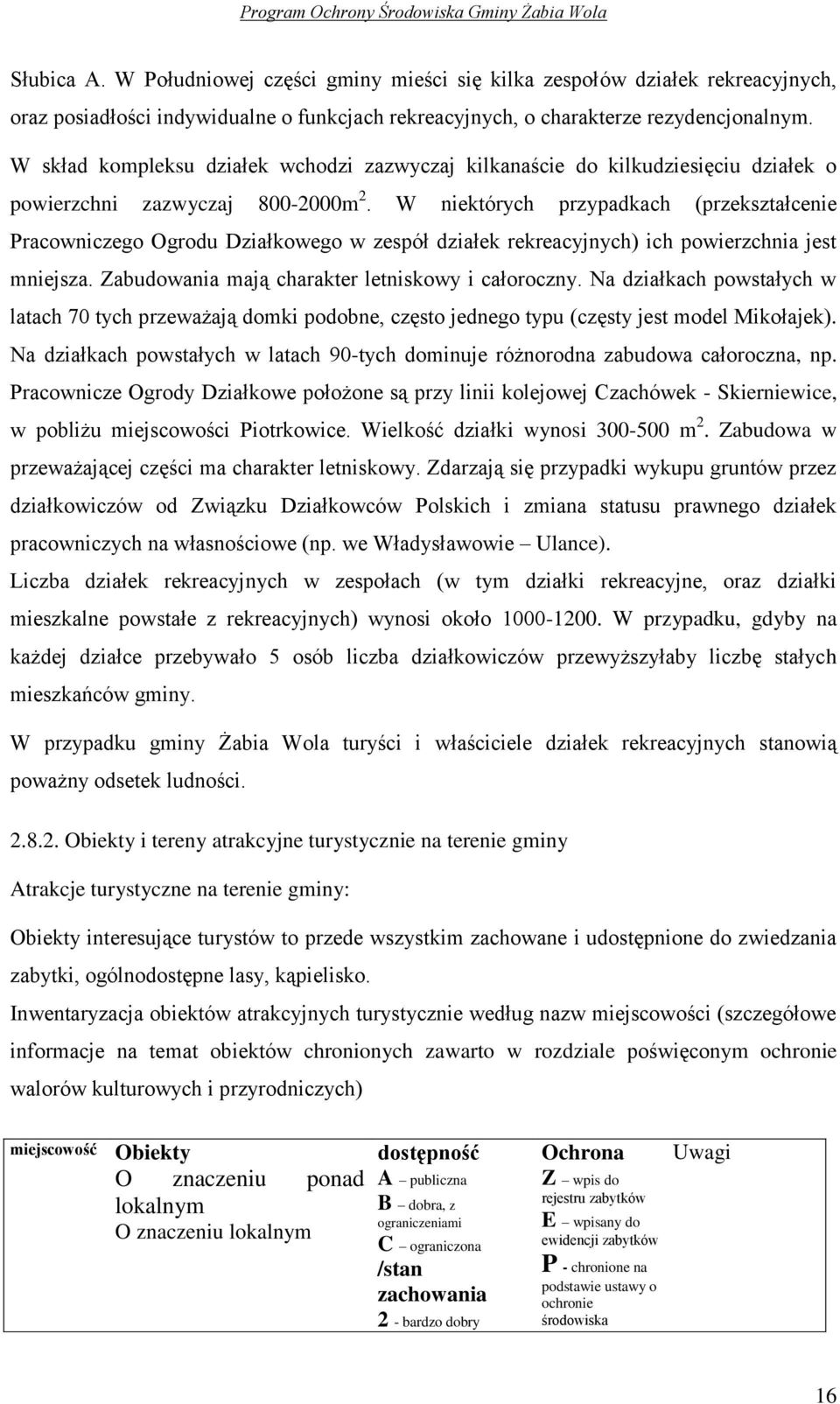 W niektórych przypadkach (przekształcenie Pracowniczego Ogrodu Działkowego w zespół działek rekreacyjnych) ich powierzchnia jest mniejsza. Zabudowania mają charakter letniskowy i całoroczny.