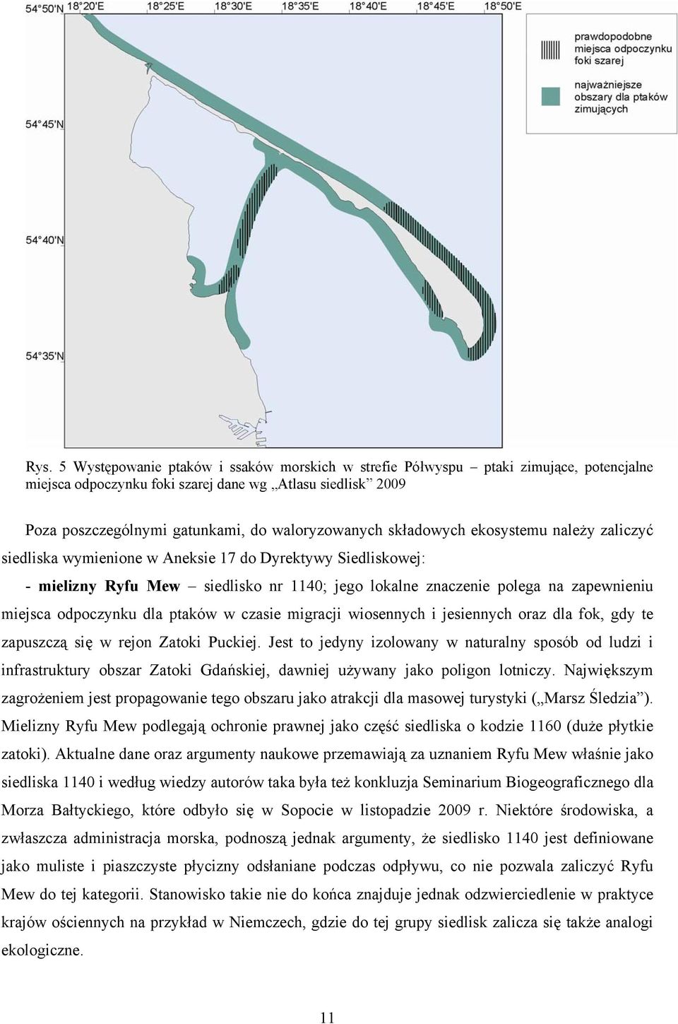 miejsca odpoczynku dla ptaków w czasie migracji wiosennych i jesiennych oraz dla fok, gdy te zapuszczą się w rejon Zatoki Puckiej.