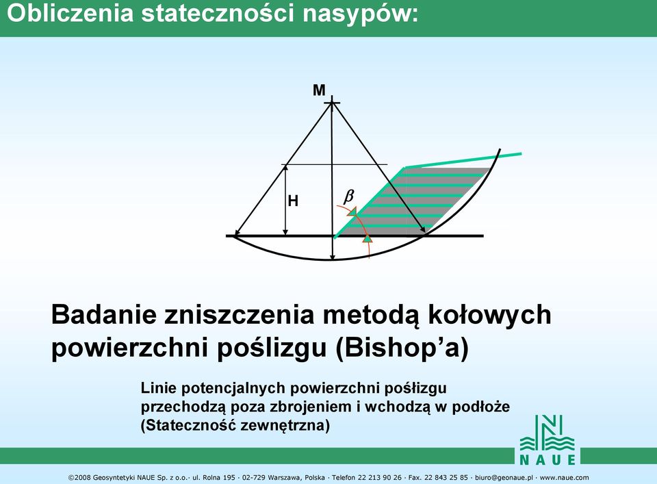 (Bishop a) Linie potencjalnych powierzchni pośłizgu