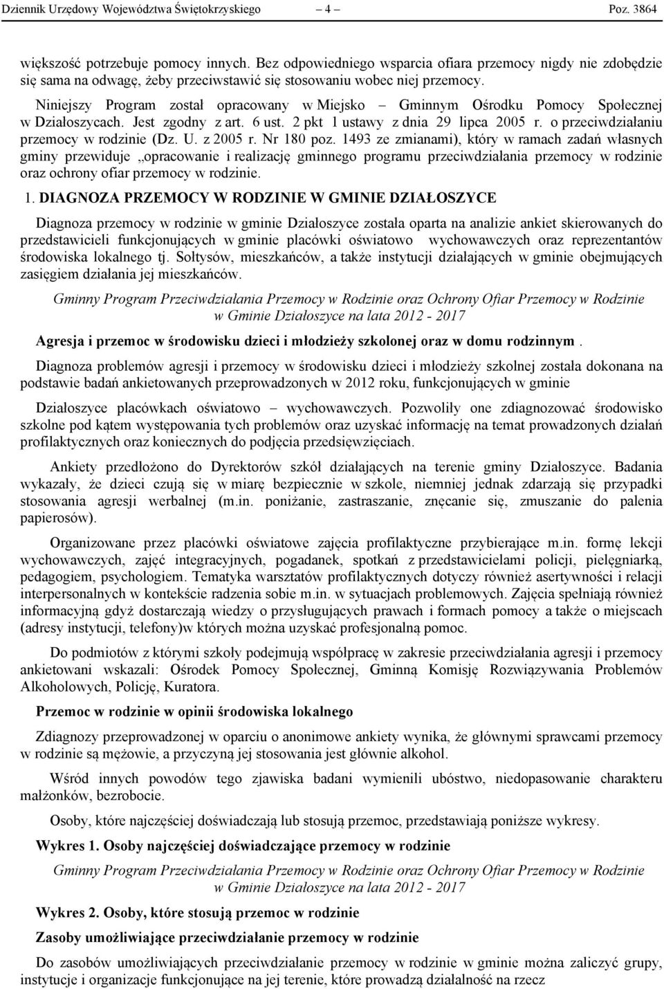 Niniejszy Program został opracowany w Miejsko Gminnym Ośrodku Pomocy Społecznej w Działoszycach. Jest zgodny z art. 6 ust. 2 pkt 1 ustawy z dnia 29 lipca 2005 r.