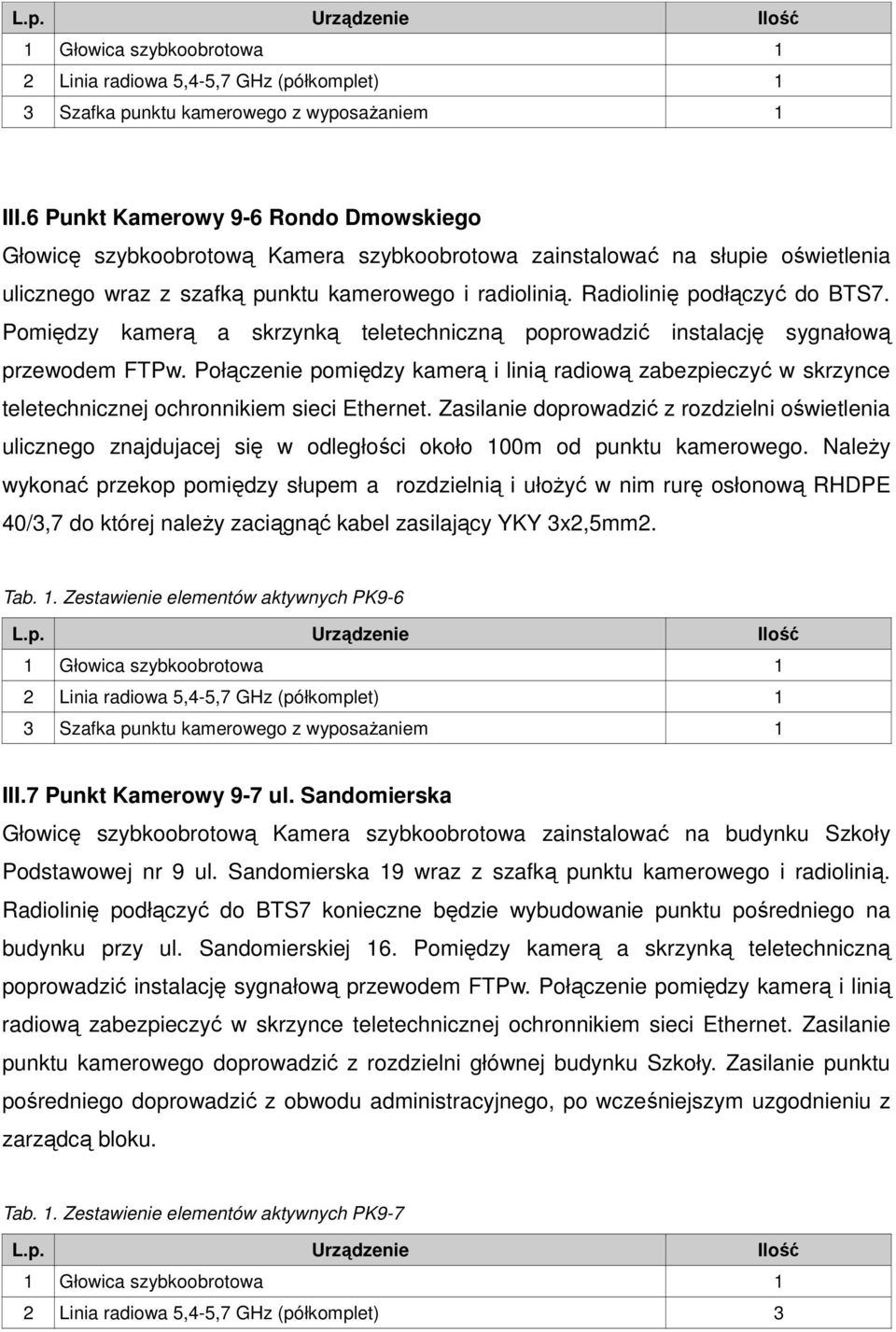 Połączenie pomiędzy kamerą i linią radiową zabezpieczyć w skrzynce teletechnicznej ochronnikiem sieci Ethernet.